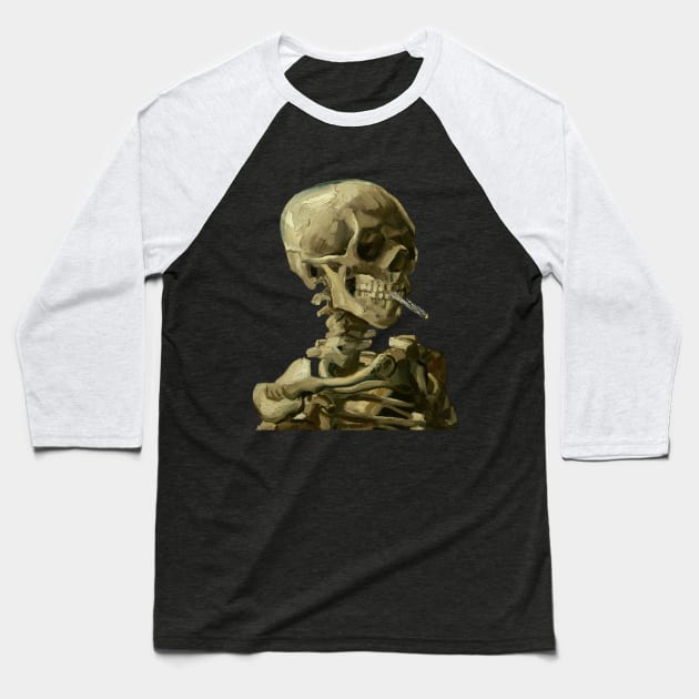 Skull with Burning Cigarette by Vincent van Gogh Baseball T-Shirt by MasterpieceCafe